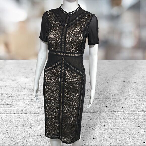 Bardot Elsie Black Lace Short Sleeve Dress - Picture 2 of 9